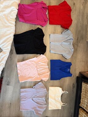 Mixed Women's Tee & Tank Lot - Pink, Red, Black, Blue, Gray, Peach, Lilac, White